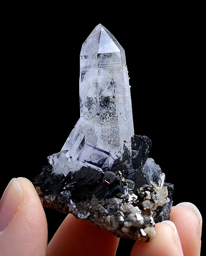 21g Natural Purple Fluorite Arsenopyrite Crystal Mineral Specimen/Yaogang xian