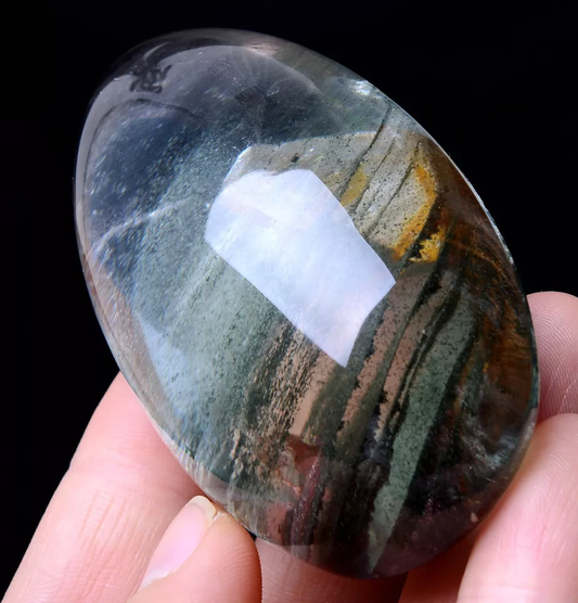 NATURAL GREEN GHOST QUARTZ CRYSTAL "STONE INSIDE STONE" MEN PENDANT  136.75g