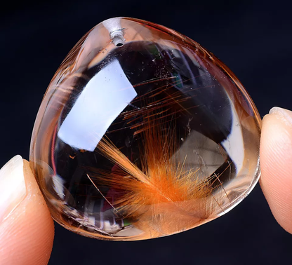 Natural transparent Gold Hair Rutilated Quartz Crystal Powerful Pendant  13.85g