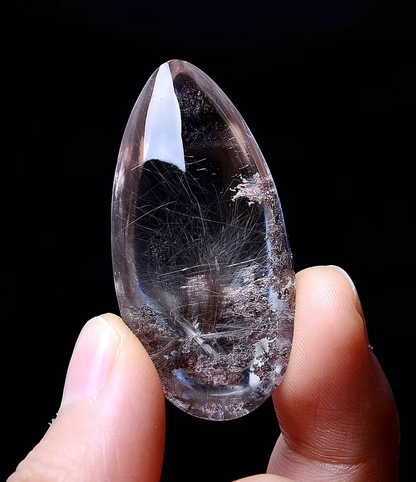 17.09g Natural Silver Rutilated Quartz Titanium Crystal Men And women Pendant