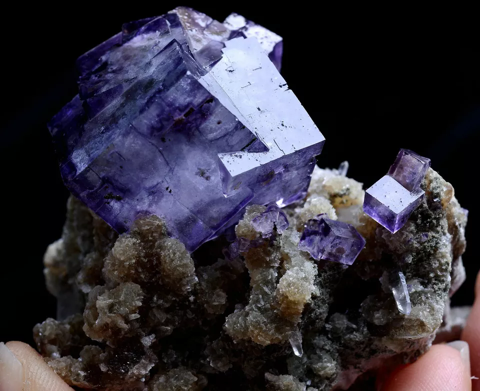 85g Natural COMPLETE PURPLE & Blue FLUORITE MINERAL SAMPLES/YaoGangXian China