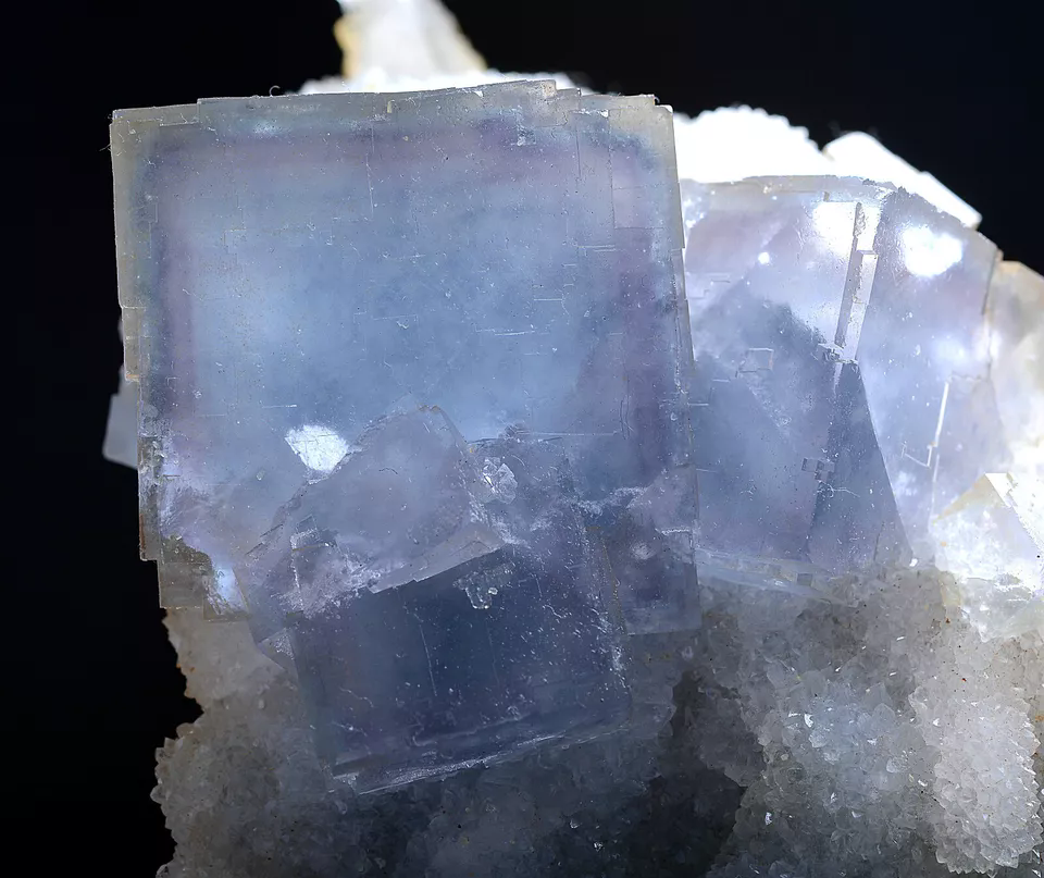 284g Natural Phantom Window Blue Purple Cubic Fluorite CLUSTER Mineral Specimen