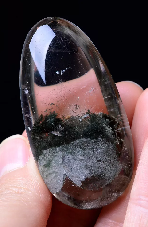 250ct Natural Green Ghost Mica Quartz Crystal "Stone Inside Stone" Men Pendant