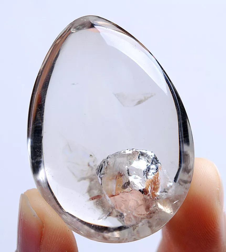 39g Natural Transparent Lucky Stone "Stone Inside Stone"Quartz Crystal Pendant