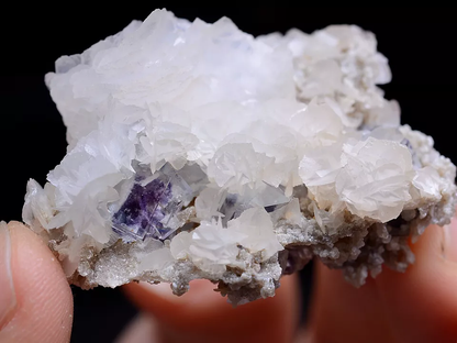 18g NATURAL RARE PURPLE FLUORITE&LADDER-LIKE CALCITE SYMBIOTIC MINERAL  SAMPLES