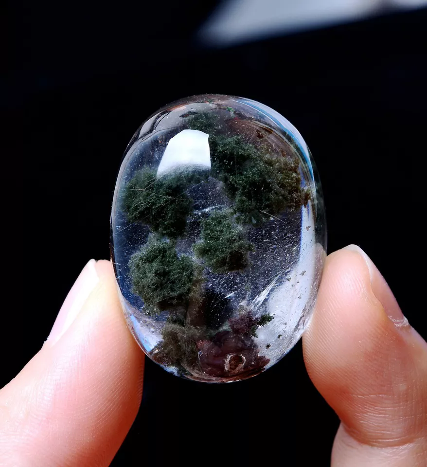 Natural Clear Green Phantom Ghost Quartz Crystal Pendant Healing Jewelry 25.57g