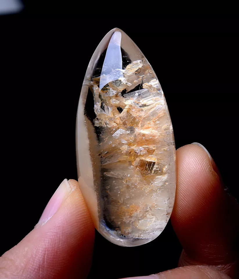 17.27gNatural Rare Rutilated "Stone Inside Stone"Quartz Crystal Pendant Healing