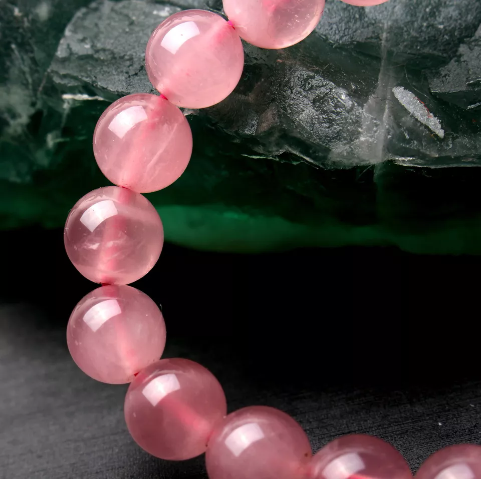 10 mm NATURAL MADAGASCAR ROSE QUARTZ CRYSTAL ROUND BEADS WOMAN BRACELET AAAA