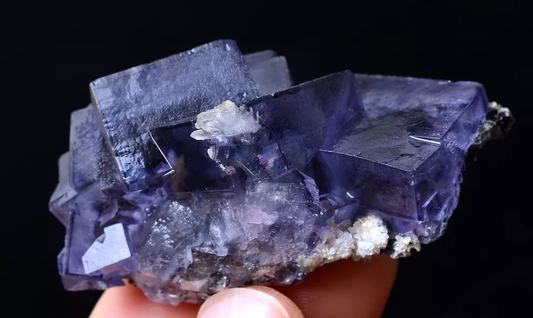 48g TRANSPARENT GEM LEVEL PURPLE CUBE FLUORITE CRYSTAL MINERAL SPECIMEN