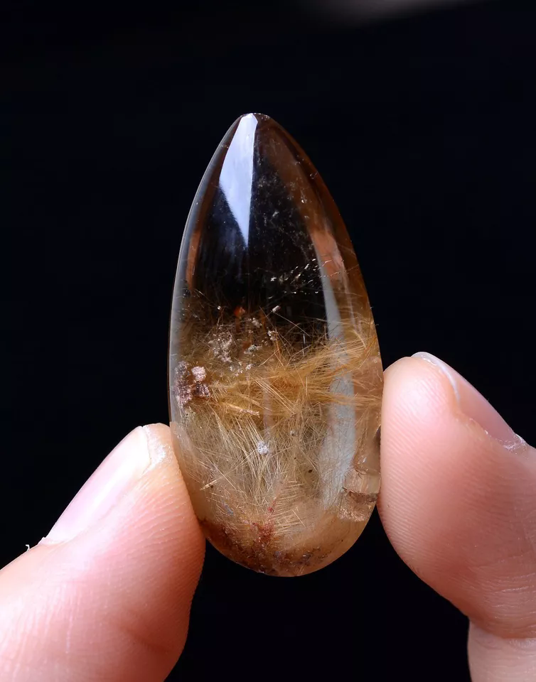 48.05ct Natural Gold Rutilated Quartz Crystal Woman Men Cure Powerful Pendant