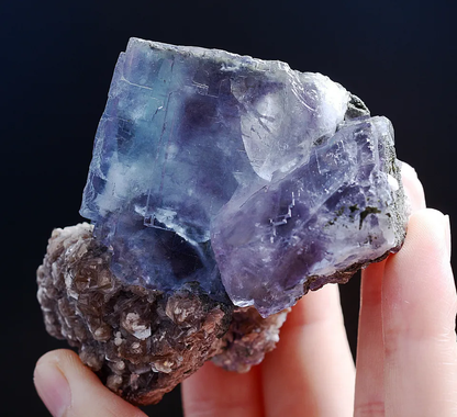 246g Natural Window Purple Fluorite & Calcite Mineral Specimen/ YaogangxianChina