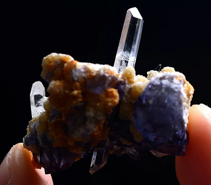 11g Natura Rare Purple FLUORITE & Calcite Crystal Mineral Specimen/ Yaogangxian