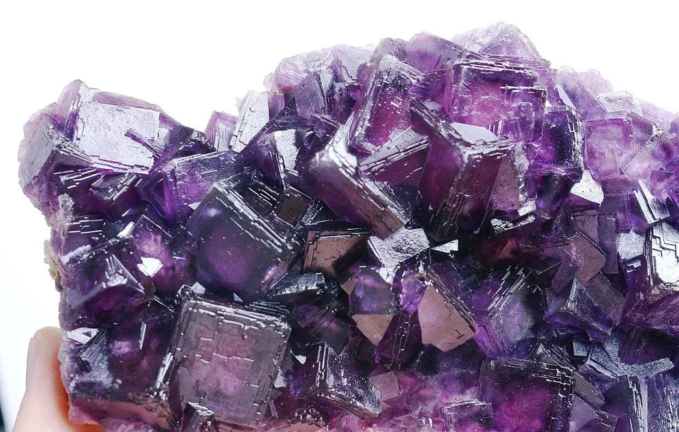 514g NEWLY DISCOVERED RARE PURPLE FLUORITE CRYSTAL CLUSTER MINERAL  SAMPLES