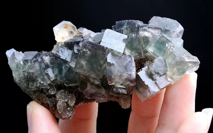 79g NATURAL Green Cubic FLUORITE & Pink Fluorescence Calcite Mineral  Specimen