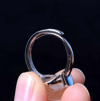 14*14*8mm Natural Clear Rutilated "Stone Inside Stone"Quartz Crystal Ring