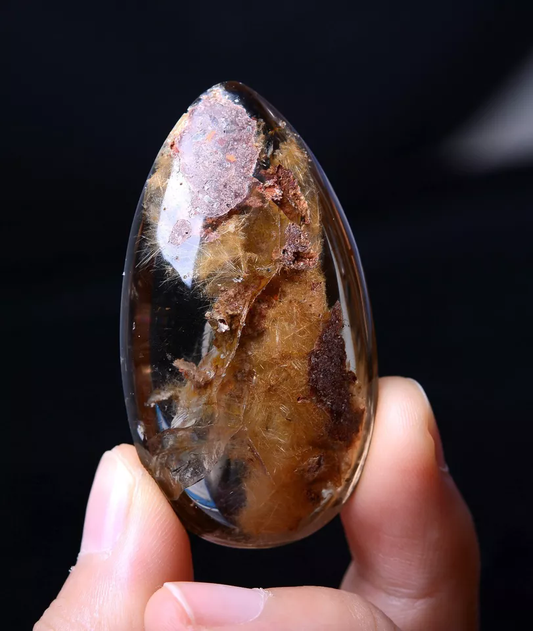 Natural Gold Rutilated Quartz Crystal Men And omen Cure Powerful Pendant  7.54g