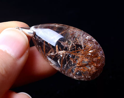 62.60ct Natural Gold Rutilated Quartz Hair Crystal Cure Powerful Pendant Silver