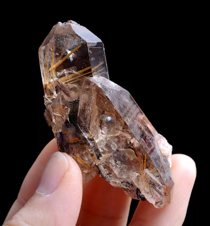 35gNatural Transparent Gold Rutilated Skeletal Quartz Crystal Mineral  Specimens