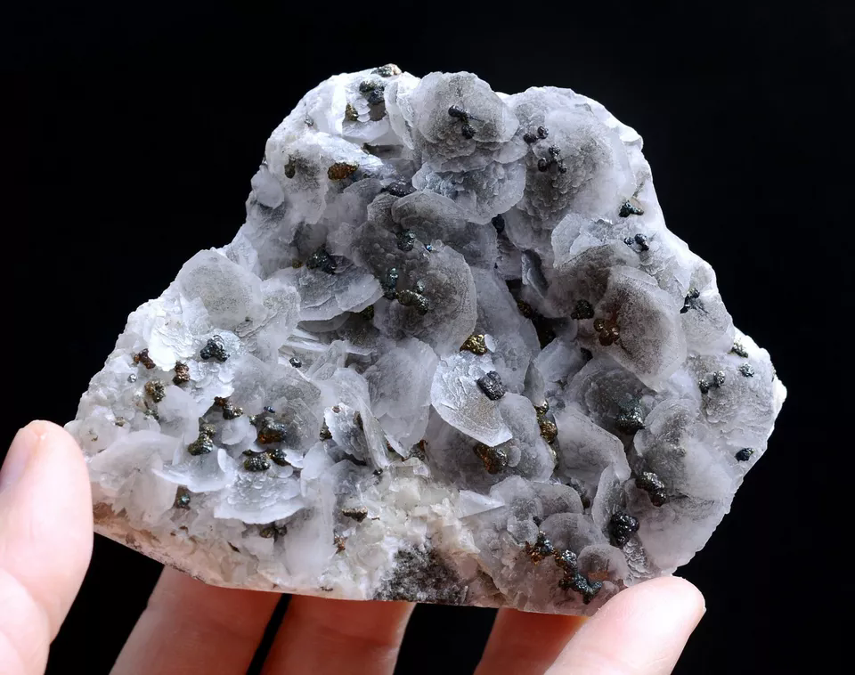 248g Natural Rare Fish Scaly Calcite & 7Colored Pyrite Mineral Specimen/China