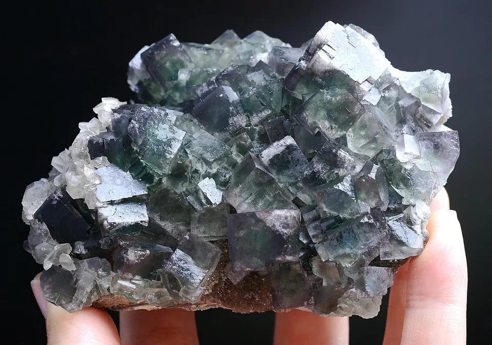 Natural Window Green Fluorite & Pink Fluorescent Calcite Mineral Specimen 377g