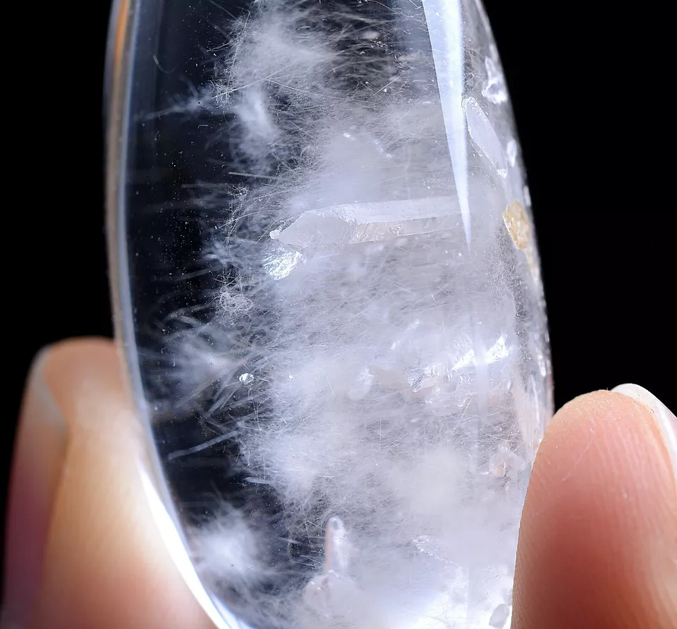 26g Natural Clear Rabbit Hair "Stone Inside Stone"Quartz Crystal Pendant