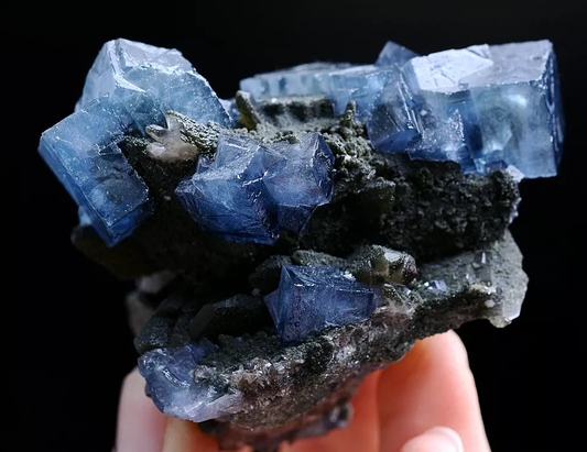 102g New Find Transparent Blue Cube Fluorite CRYSTAL CLUSTER Mineral Specimen