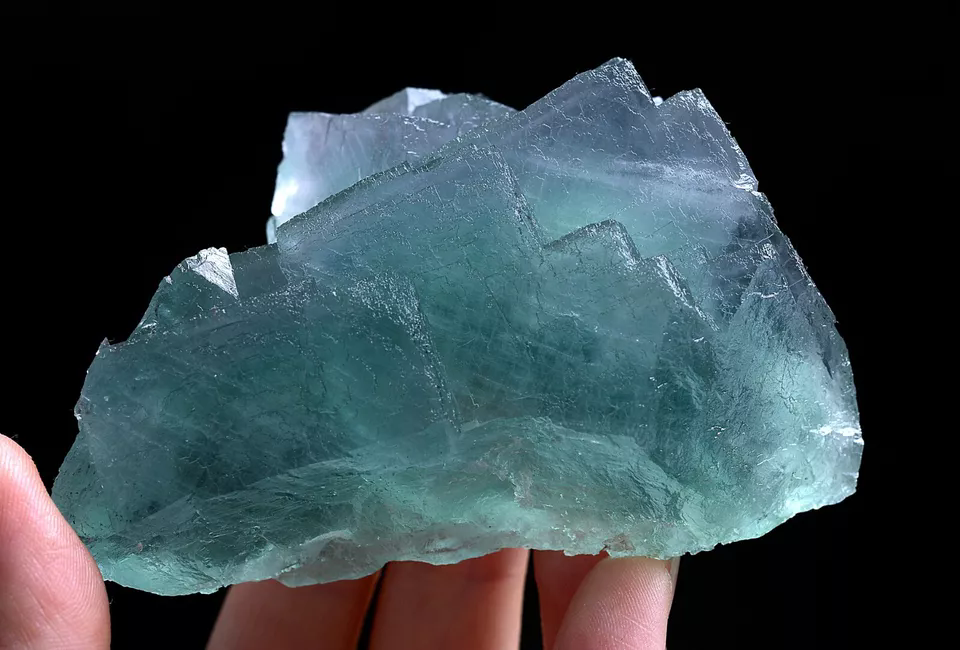 297gNatural Phantom Window Green Purple Cubic Fluorite CLUSTER Mineral Specimen