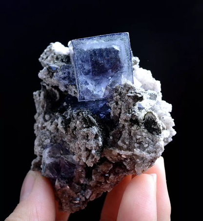 115g Natural Bismuthinite Purple FLUORITE Calcite Mineral Specimen/Yaogang xian