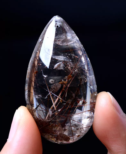 28.56g RARE NATURAL Clear Mica Quartz "Stone in Stone" Crystal Pendant  Healing