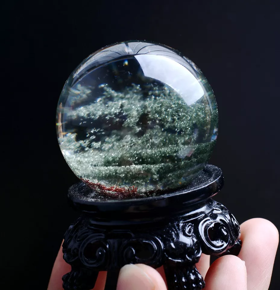 117g Natural Beauty Clear Green Phantom Ghost Quartz Crystal Healing Ball