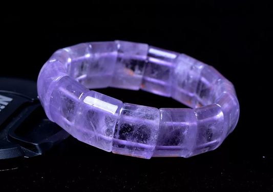 Natural Lavender Amethyst Crystal Woman Cure Bangle Inner Diameter 53mm Elastic