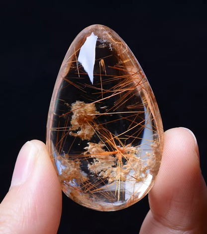 124.70ct Natural Rare Gold Rutilated Quartz Crystal Woman Cure Powerful Pendant