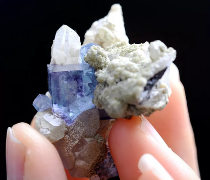 28g Natural Blue And White Porcelain Purple Fluorite Crystal Mineral Specimen