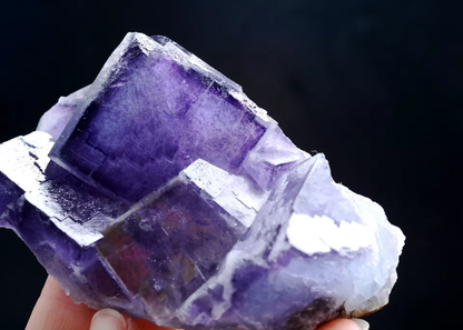 276g Natural Phantom Window Cube Blue Purple Fluorite Mineral Specimen/China