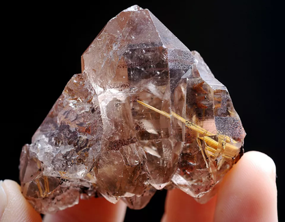 46gNatural Transparent Gold Rutilated Skeletal Quartz Crystal Mineral Specimens