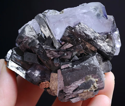 195g Natura Purple FLUORITE & Arsenopyrite Mineral Specimen / Yaogangxian China