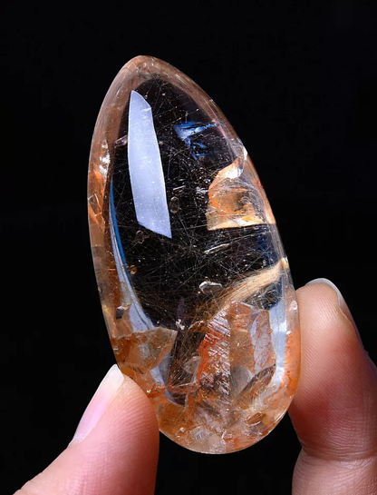 Natural Clear Gold Rutilated "Stone Inside Stone"Quartz Crystal Pendant 41.57g