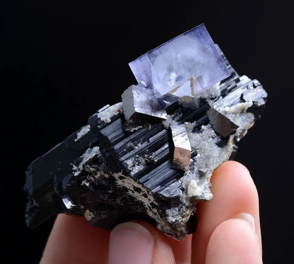 99gNatural Purple Fluorite Wolframite Arsenopyrite Mineral Specimen/Yaogangxian