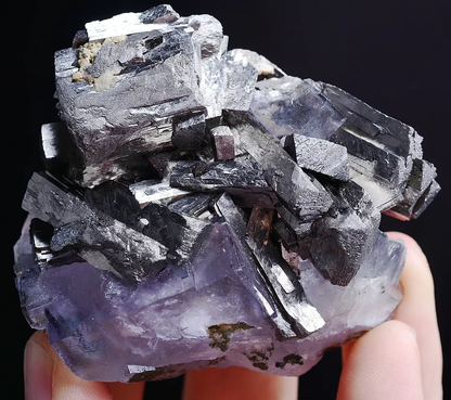 195g Natura Purple FLUORITE & Arsenopyrite Mineral Specimen / Yaogangxian China