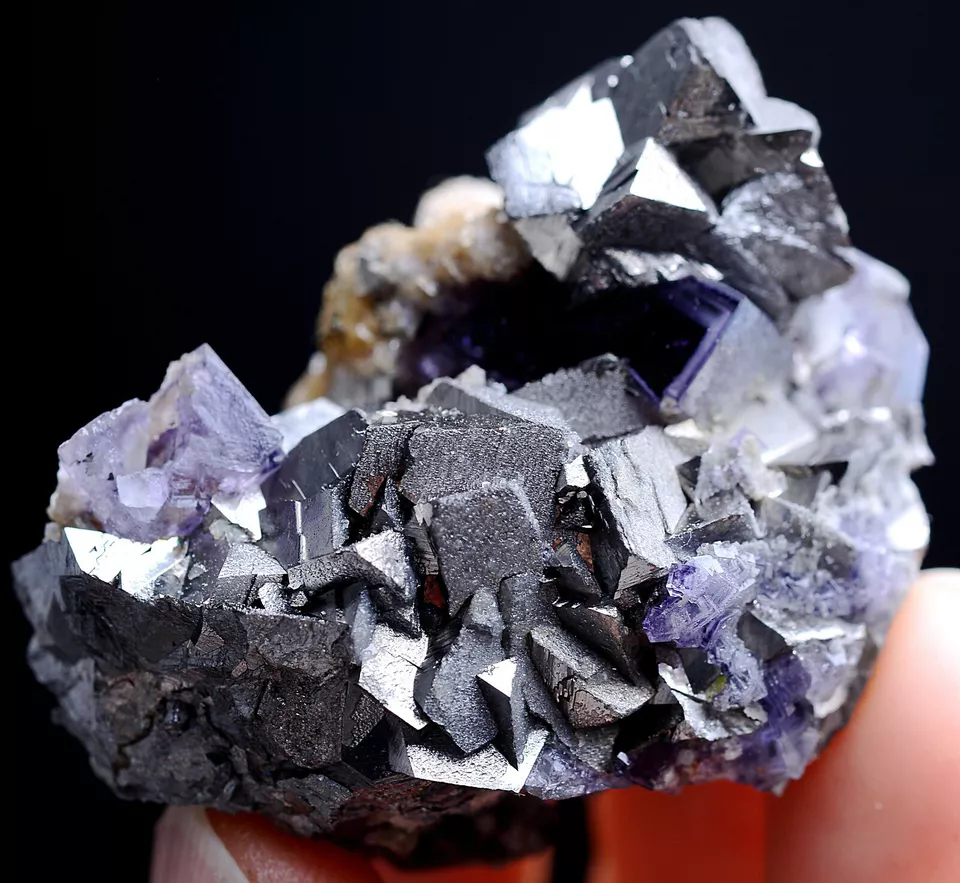 64g Natura Purple FLUORITE Arsenopyrite Calcite Mineral Specimen/Yaogang xian