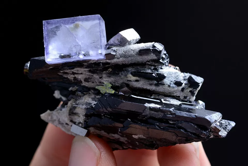 99gNatural Purple Fluorite Wolframite Arsenopyrite Mineral Specimen/Yaogangxian