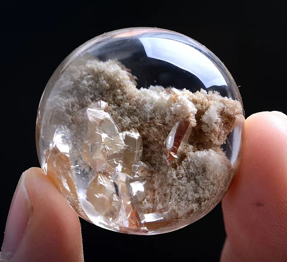 24g Natural Quartz Ghost Crystal "Stone Inside Stone" Pendant Mineral Specimens