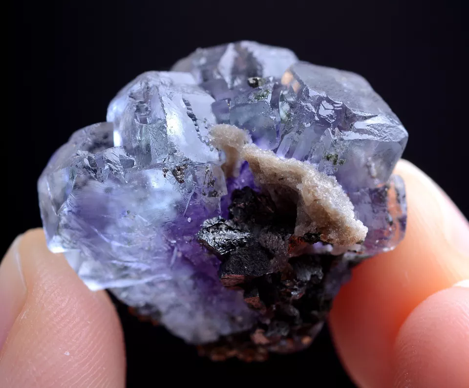 12g Natural Violet Fluorite Arsenopyrite Mineral Specimen/Yaogangxian  China