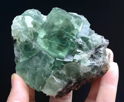 353.g NATURAL Transparent Green Cubic FLUORITE Crystal Cluster Mineral Specimen