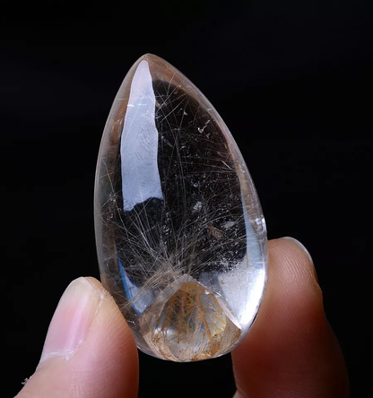 Natural Clear Gold Rutilated "Stone Inside Stone"Quartz Crystal Pendant  19.89g