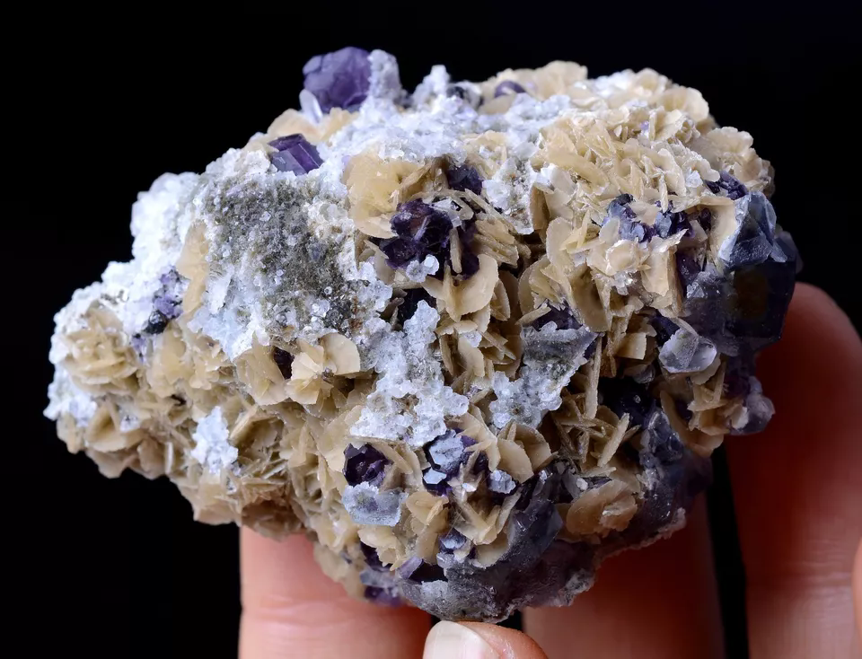 104.22g Inner Mongolia RARE PURPLE FLUORITE & CRYSTAL CALCITE MINERAL SPECIMEN