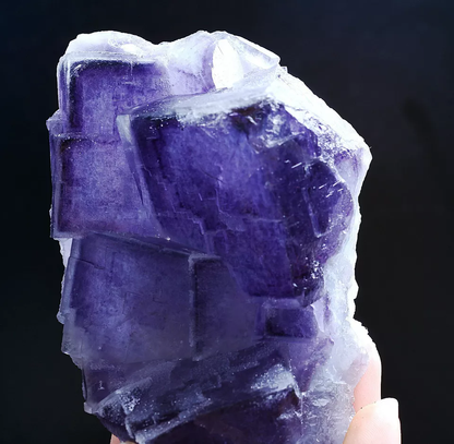 276g Natural Phantom Window Cube Blue Purple Fluorite Mineral Specimen/China