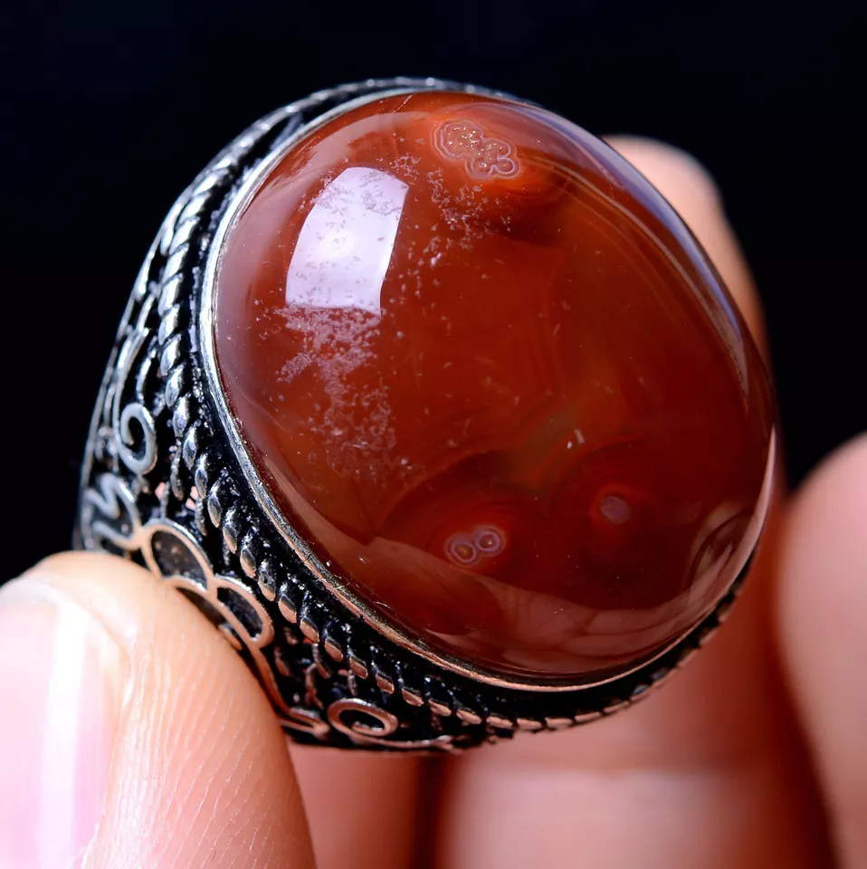 22.5*18*11mm Natural South Red Agate Gemstone Men And Women Adjustable Ring