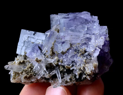 60.5g NEWLY DISCOVERED RARE PURPLE FLUORITE & CRYSTAL SYMBIOTIC MINERAL SAMPLES