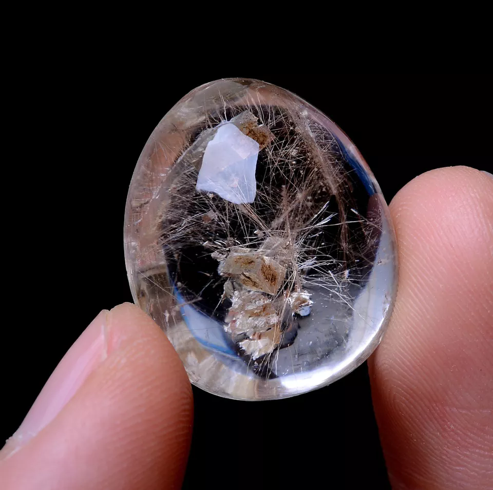 6.76g Rare Treatment Of Natural Calcite  Quartz  Golden Hair Crystal Pendant